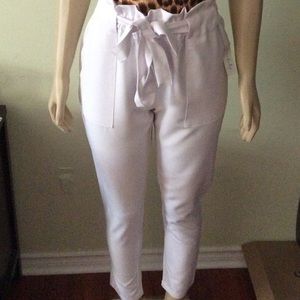 White tie-waist pants
